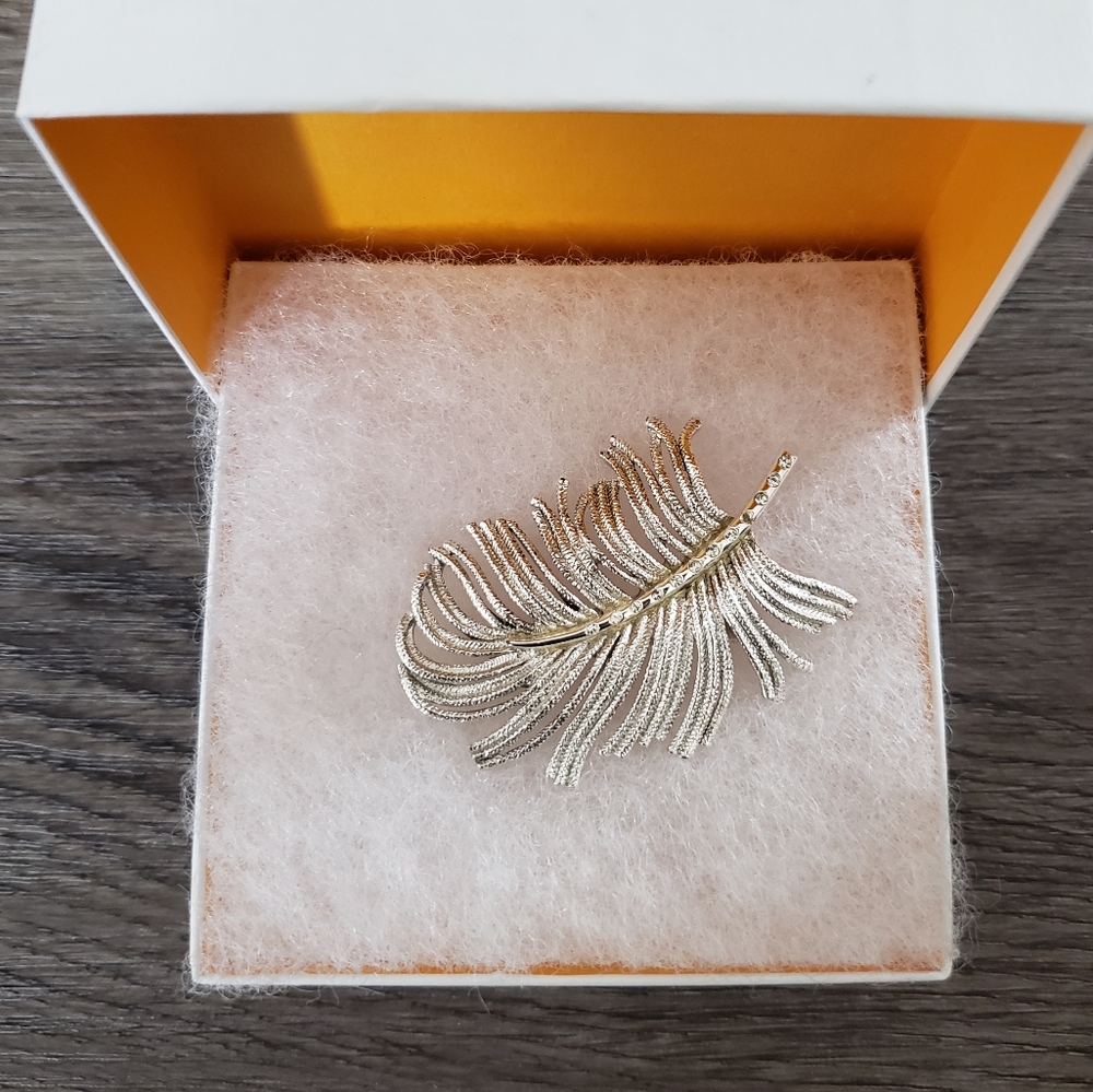 Monet Silver Feather Brooch